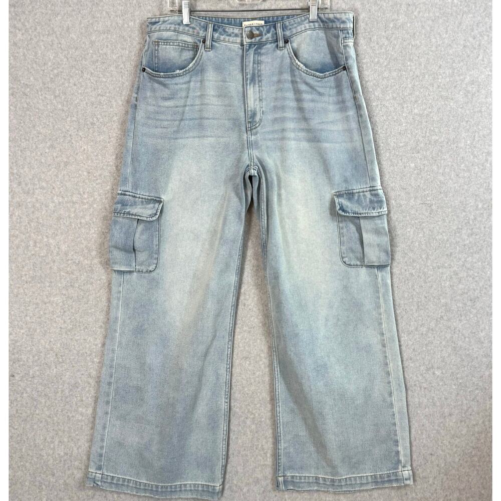 Oliver Logan Madison Wide Leg Cargo Jeans Size 33 Sustainable Slouchy - Picture 3 of 16